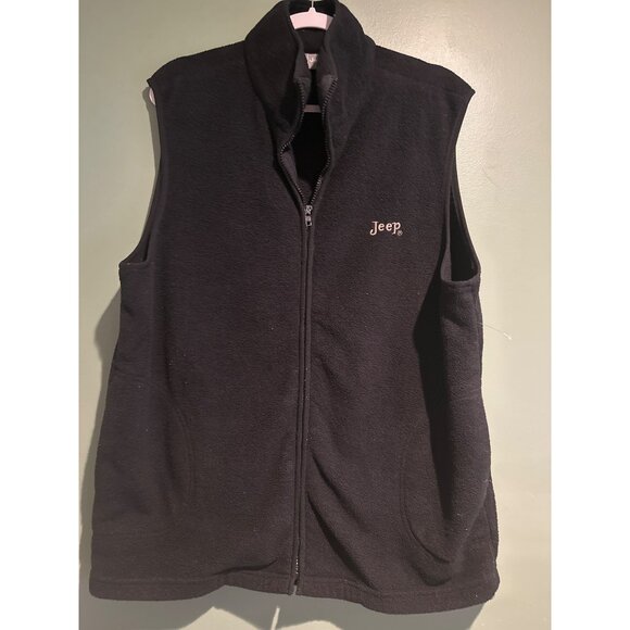 Jeep Workwear Black Sleeveless Fleece Vest Side Button Men’s Large outdoor fall - Picture 1 of 4
